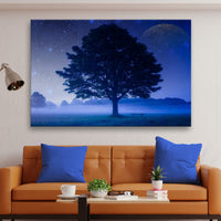 Starlit Sky Over The Tree Canvas Wall Art