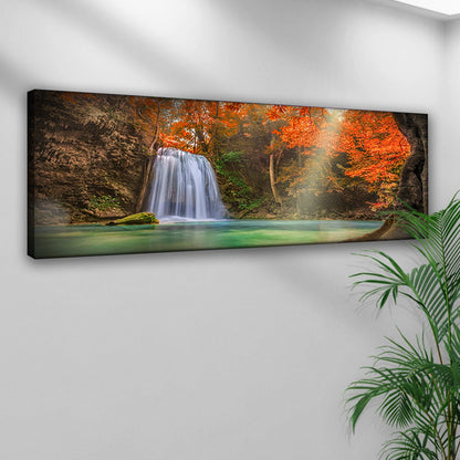 Erawan Waterfalls In Autumn Canvas Wall Art