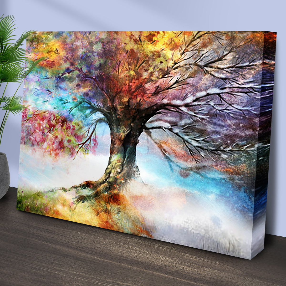 Rainbow Season Tree Canvas Wall Art ()