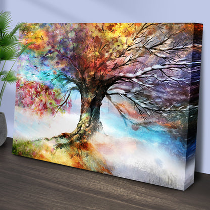 Rainbow Season Tree Canvas Wall Art ()