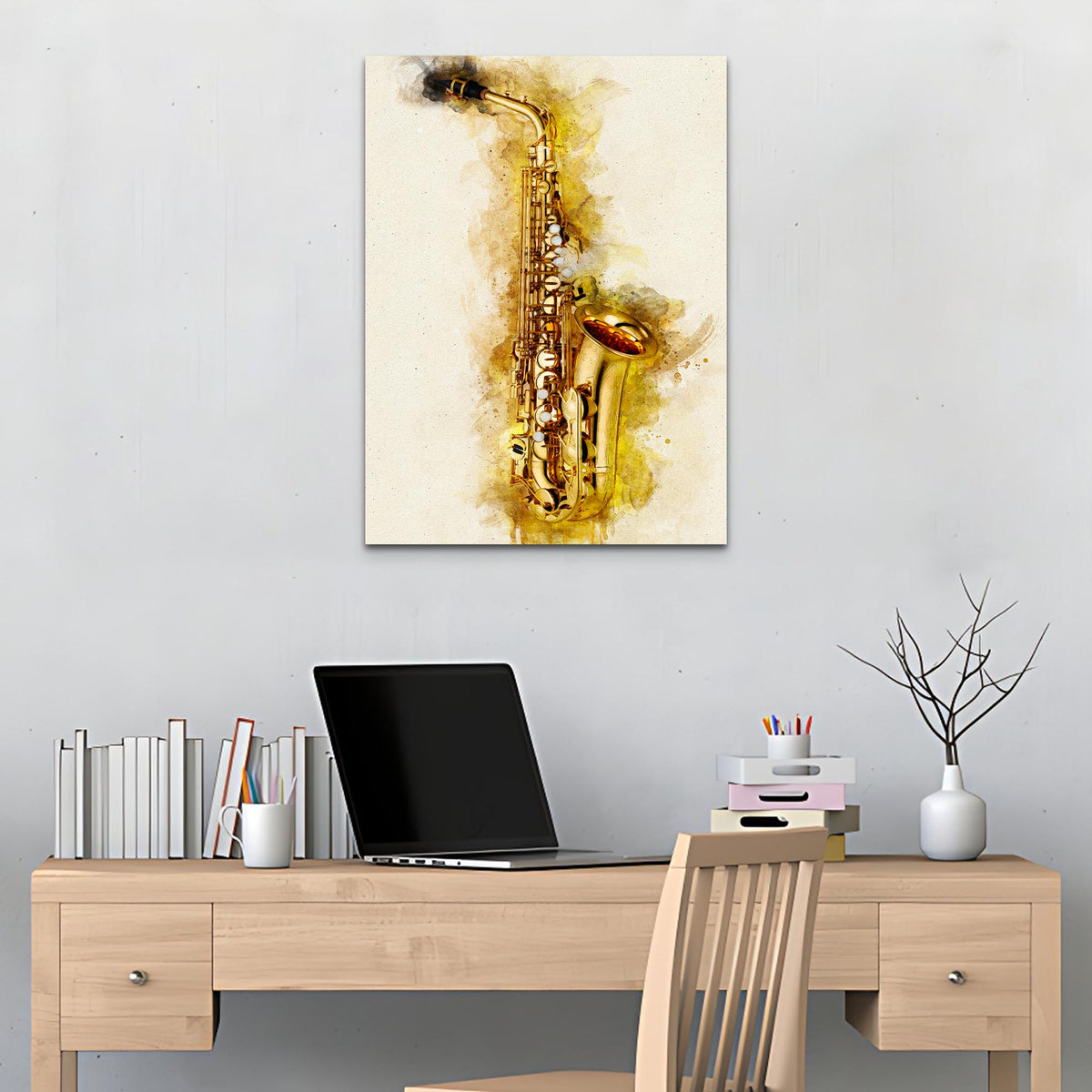 Clarinet Watercolor Canvas Wall Art