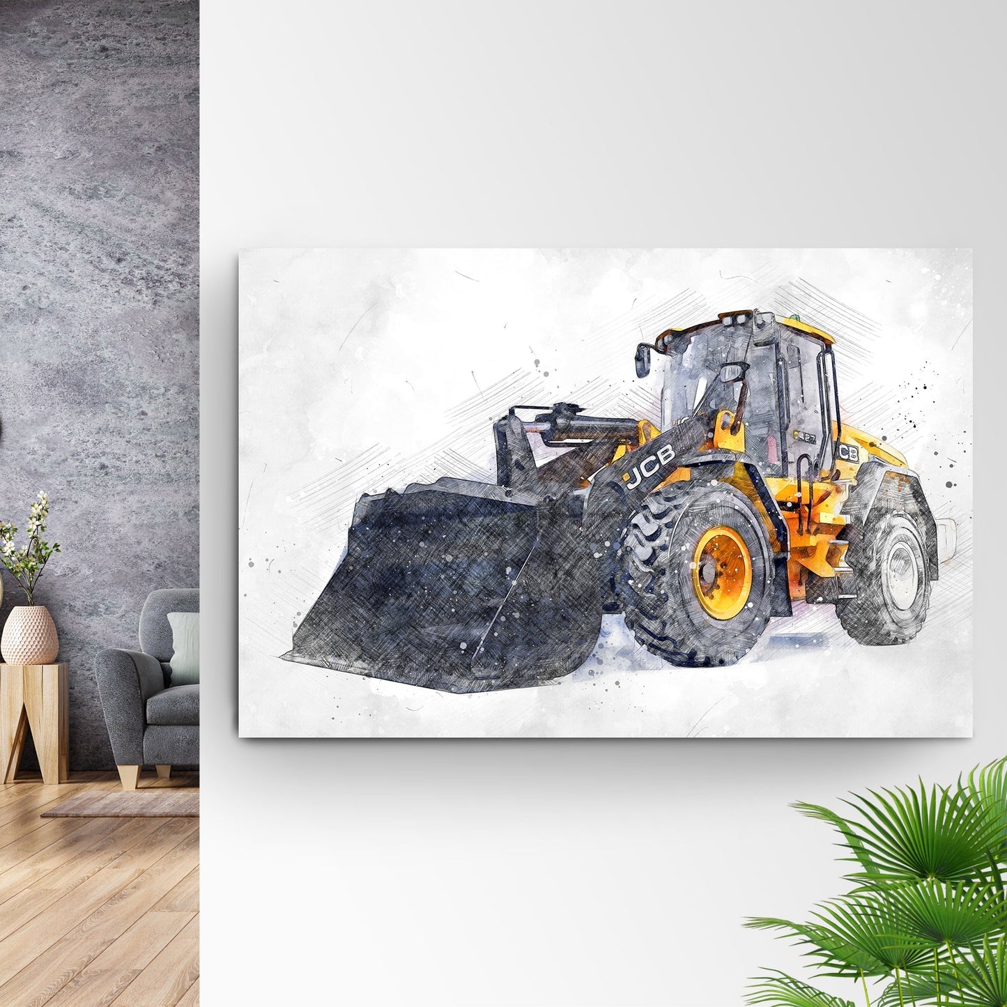 Construction Truck Wheel Loader Canvas Wall Art