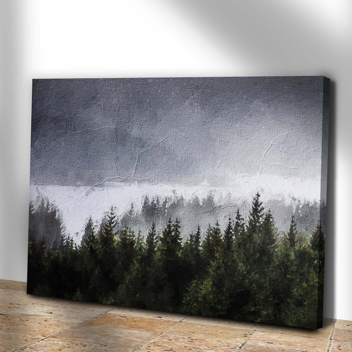 Into The Mist Among The Forest Canvas Wall Art
