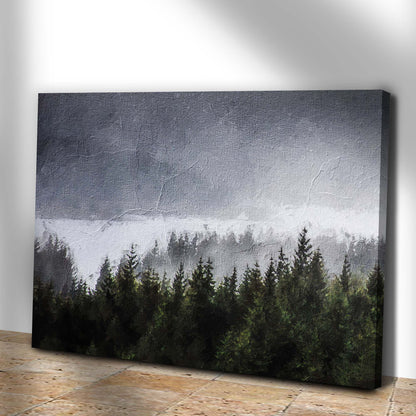 Into The Mist Among The Forest Canvas Wall Art