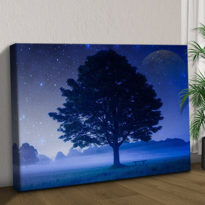 Starlit Sky Over The Tree Canvas Wall Art