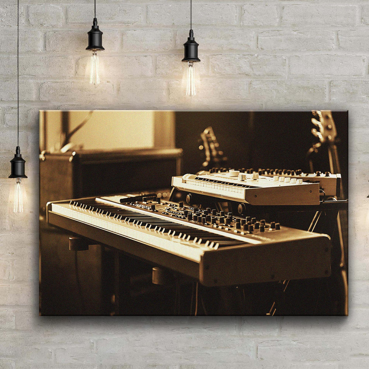Keyboard Sepia Canvas Wall Art