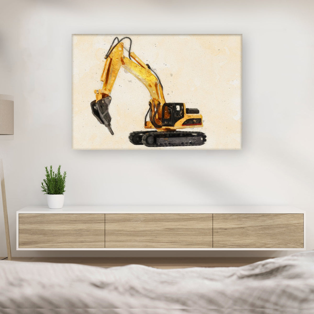 Construction Truck Drill Canvas Wall Art
