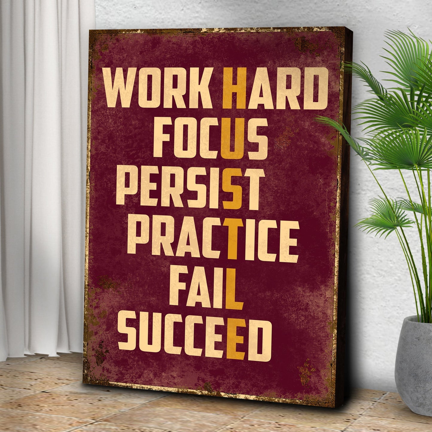HUSTLE Motivational Portrait Sign