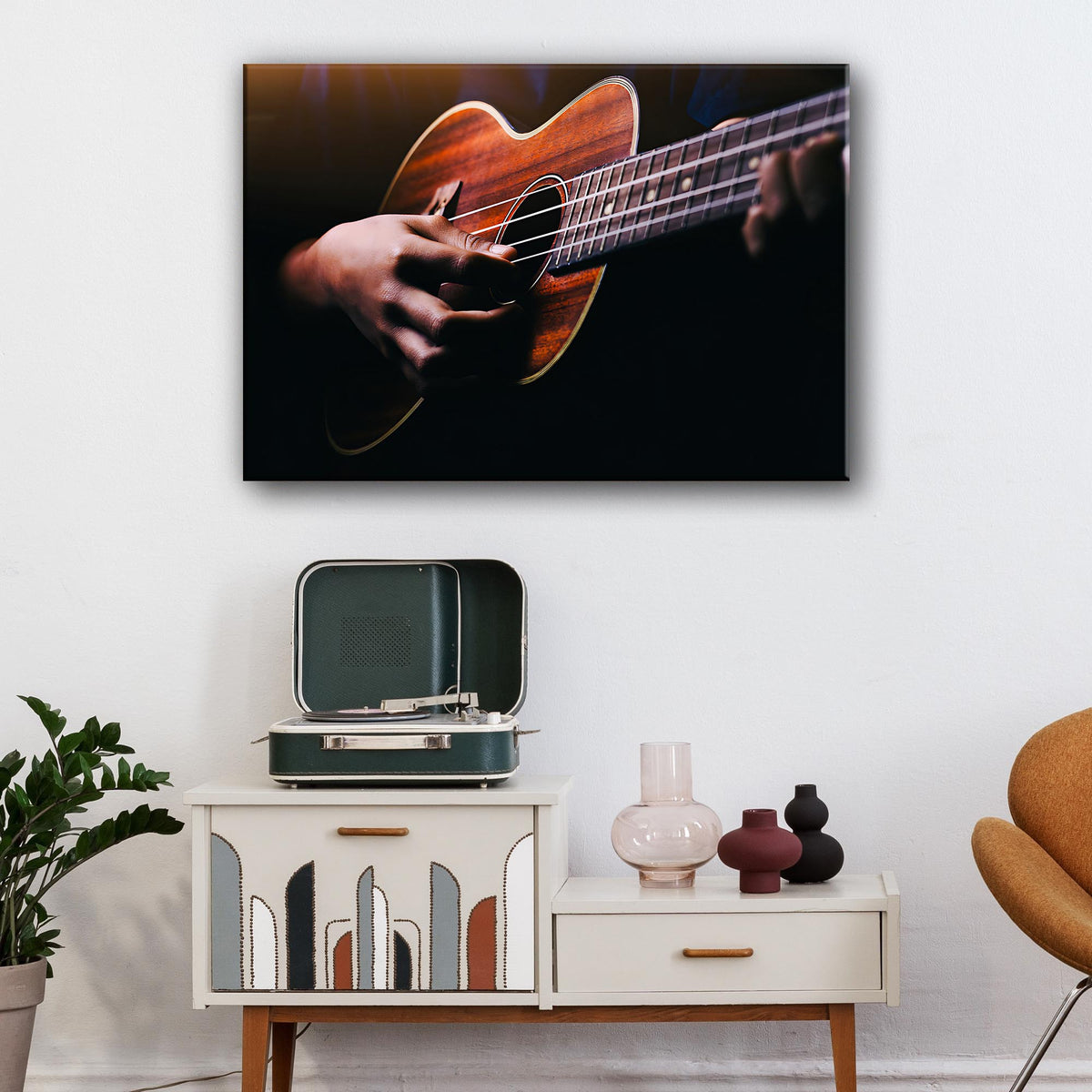 Ukulele Playing Canvas Wall Art