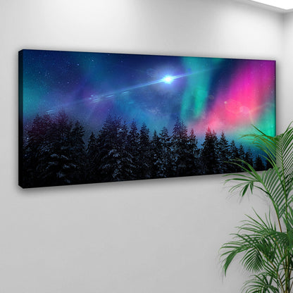 Northern Lights Capped Forest Canvas Wall Art