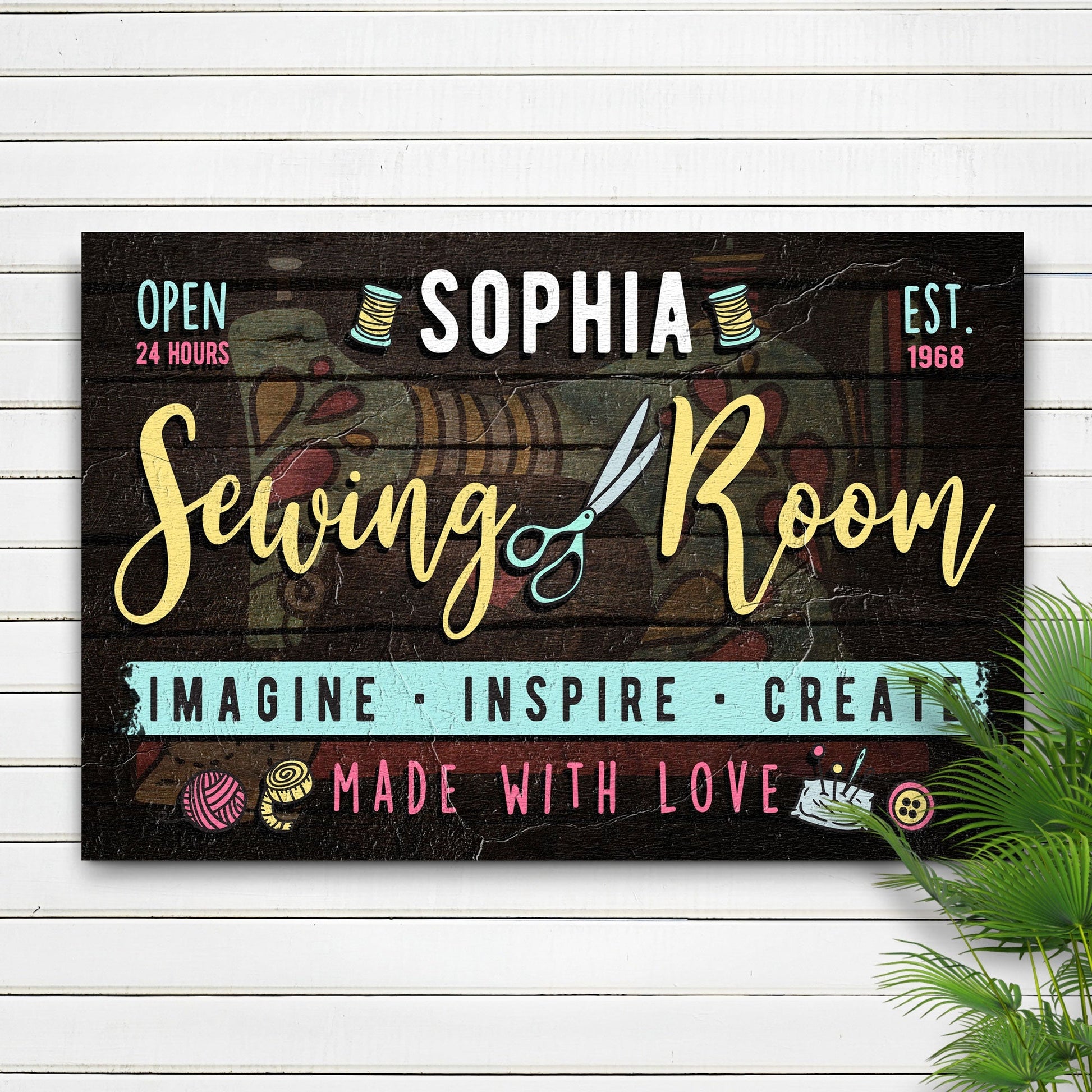 Imagine Inspire Create Sewing Room Sign