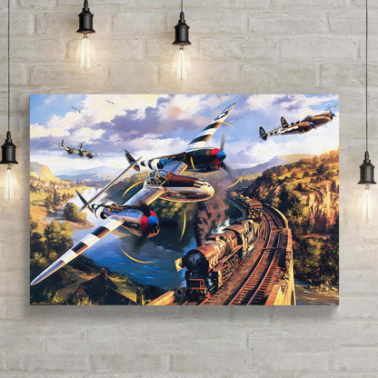 Fighter Plane Lockheed P-38 Lightning Canvas Wall Art