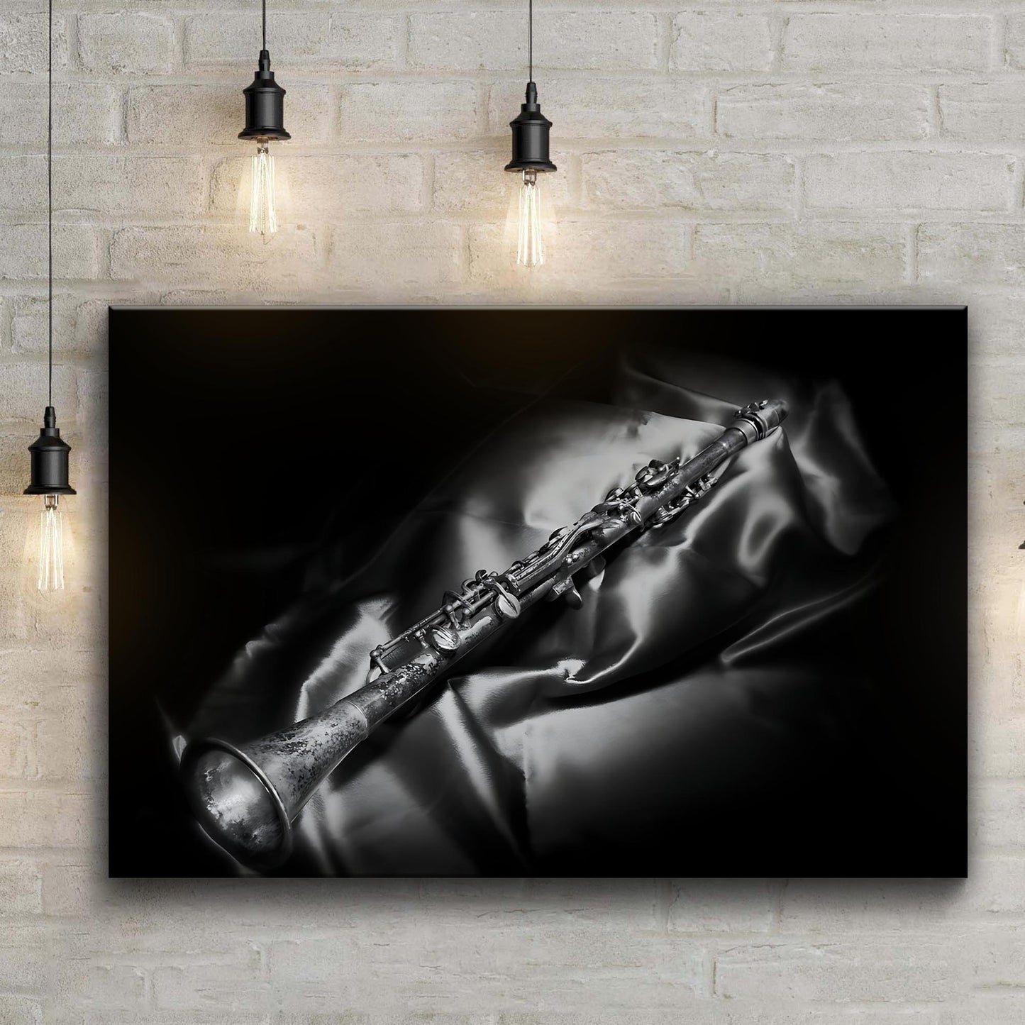 Clarinet Monochrome Canvas Wall Art