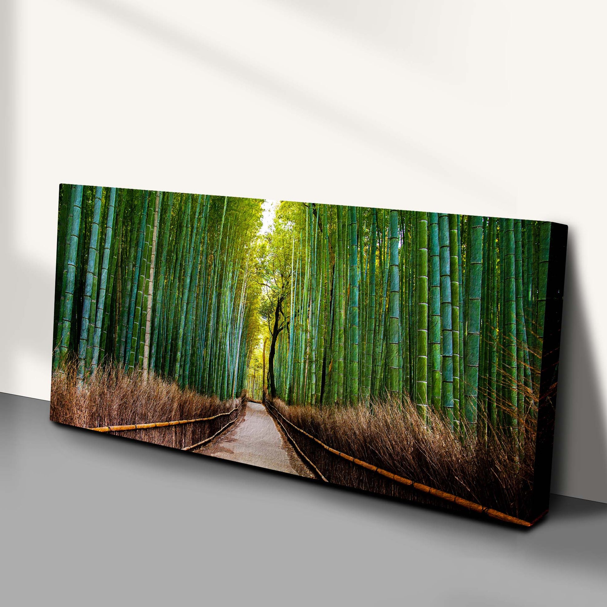 In Between A Forest Of Bamboo Trees Canvas Wall Art