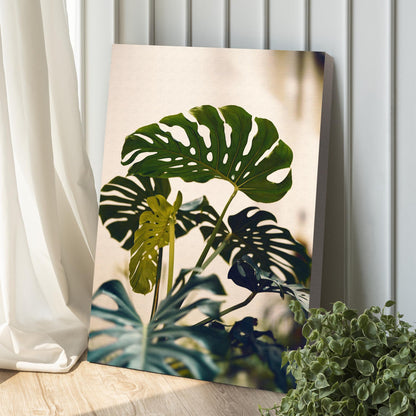 Fresh Tropical Green Leaves Canvas Wall Art