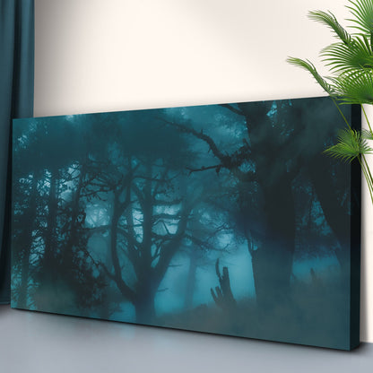 Eerie Foggy Forest Canvas Wall Art