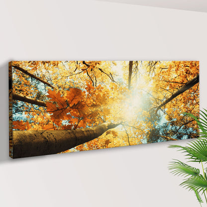 Ground View Autumn Trees Canvas Wall Art