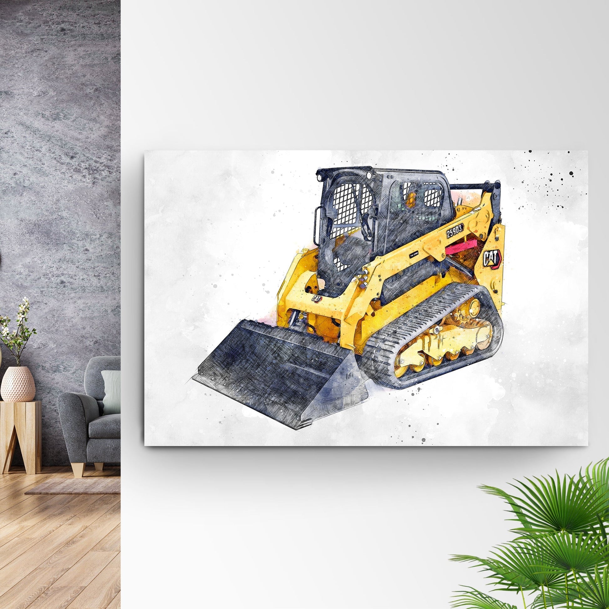 Construction Truck Skid Steer Canvas Wall Art