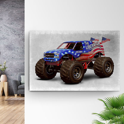 Monster Truck West Mountain Flag Canvas Wall Art