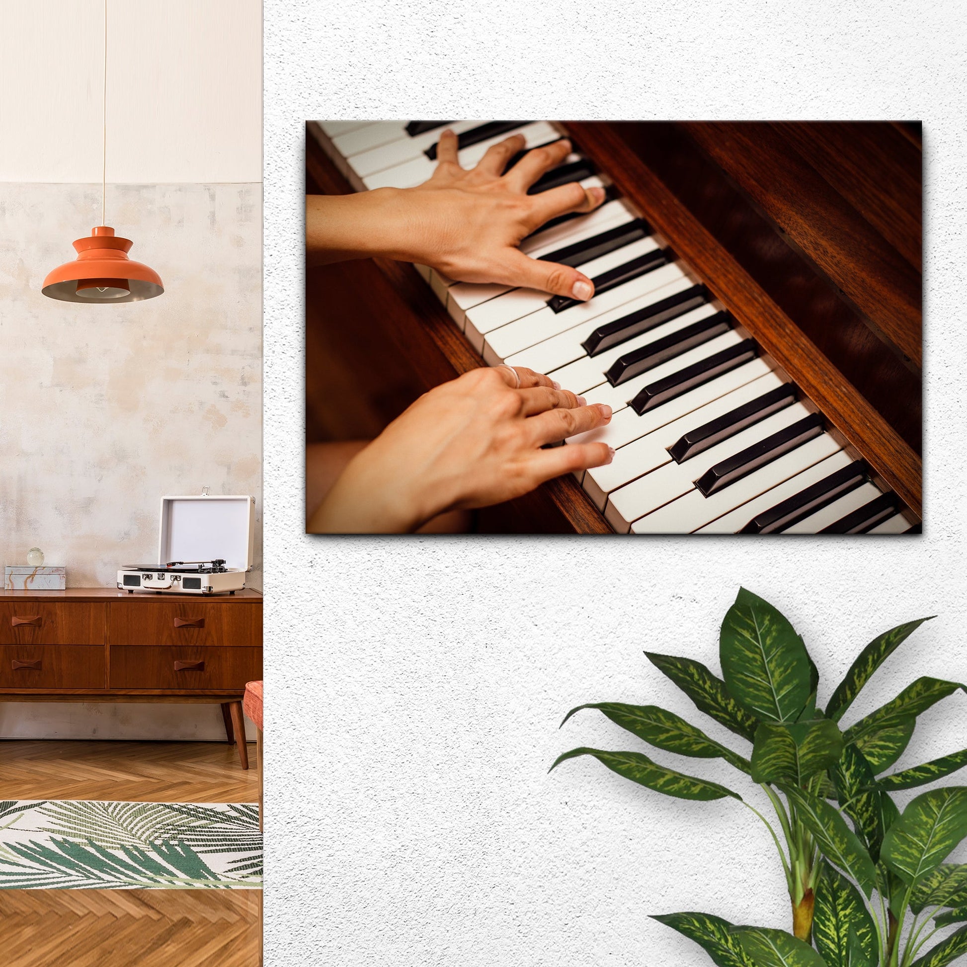 Piano Playing Canvas Wall Art