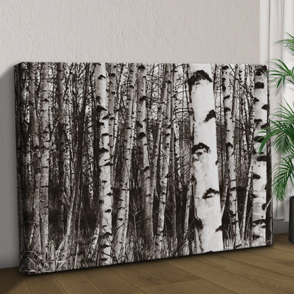 Grayscale Birch Tree Trunks Canvas Wall Art