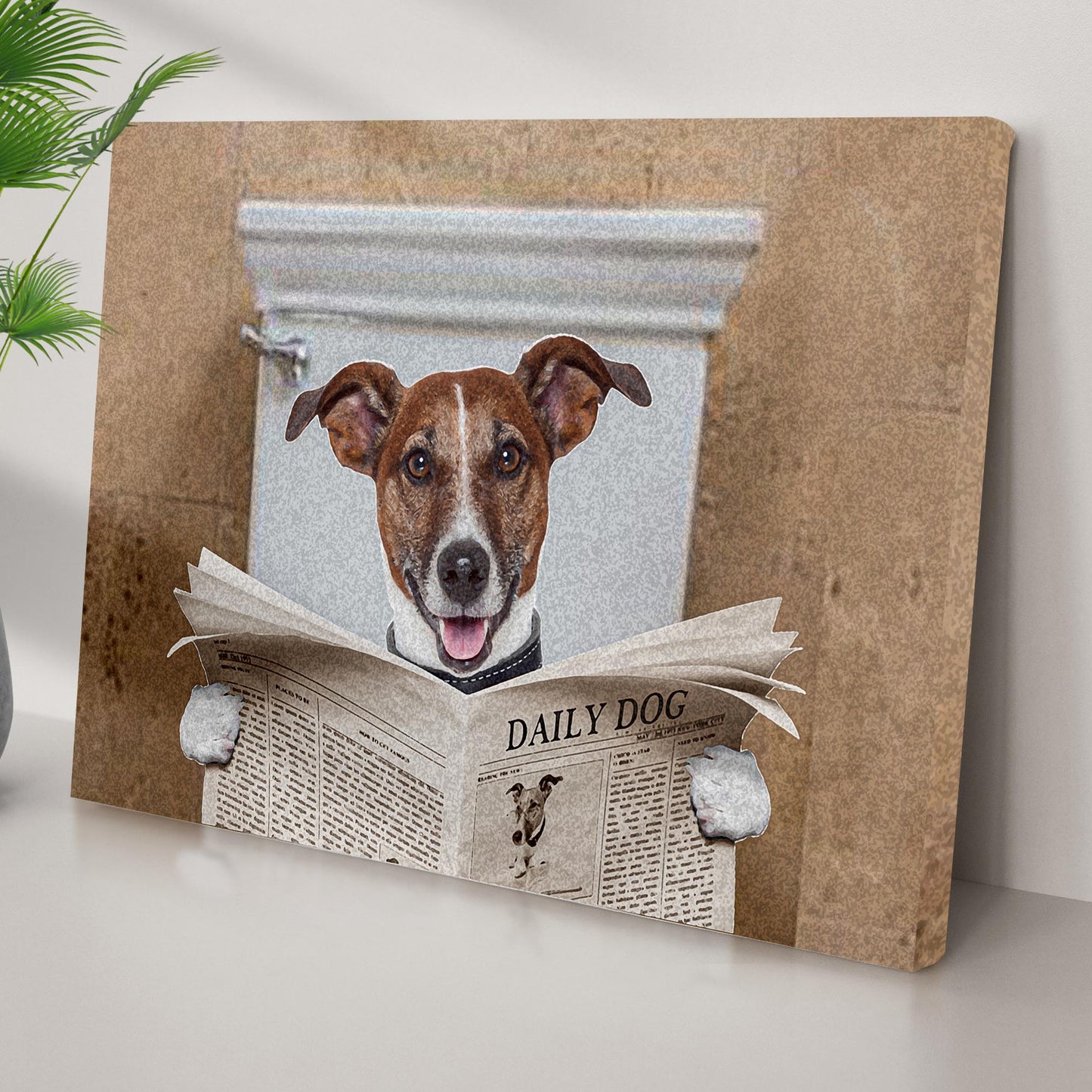 Dog Reading The Newspaper Canvas Wall Art II