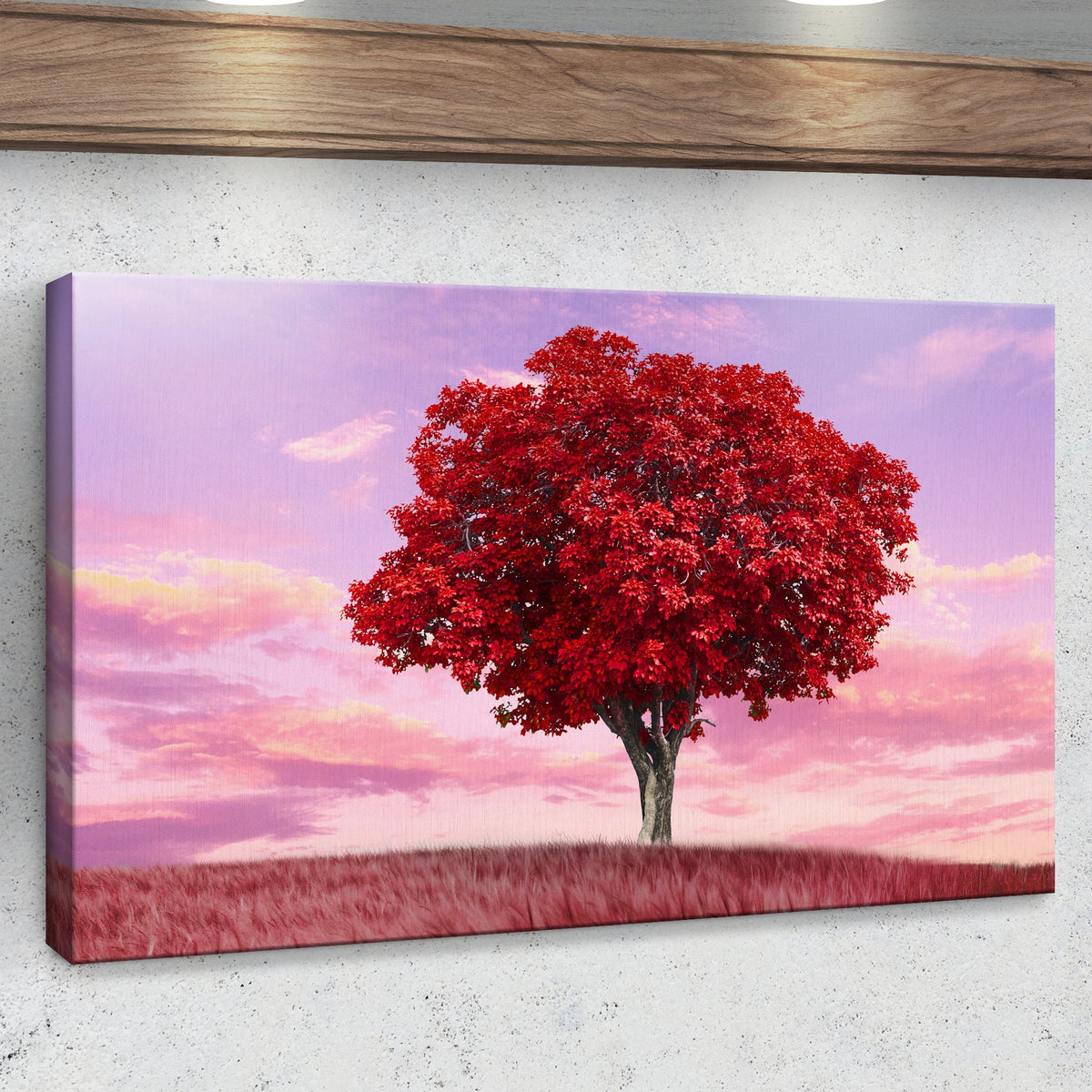 Maple Tree And Sunset Canvas Wall Art