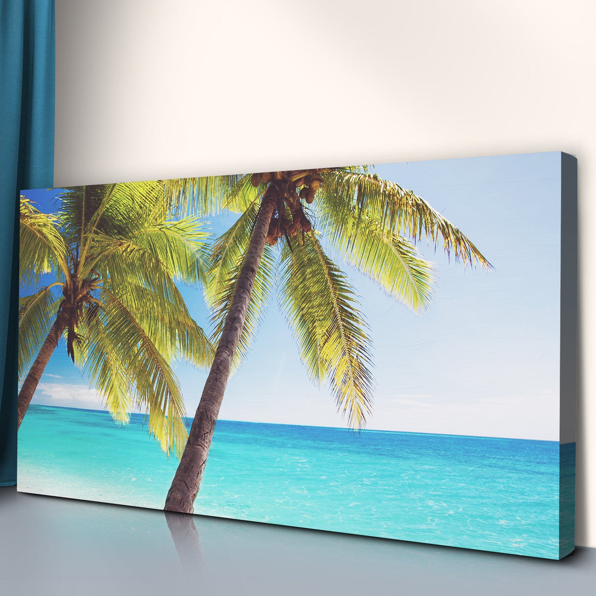 Coconut Trees By The Beach Canvas Wall Art