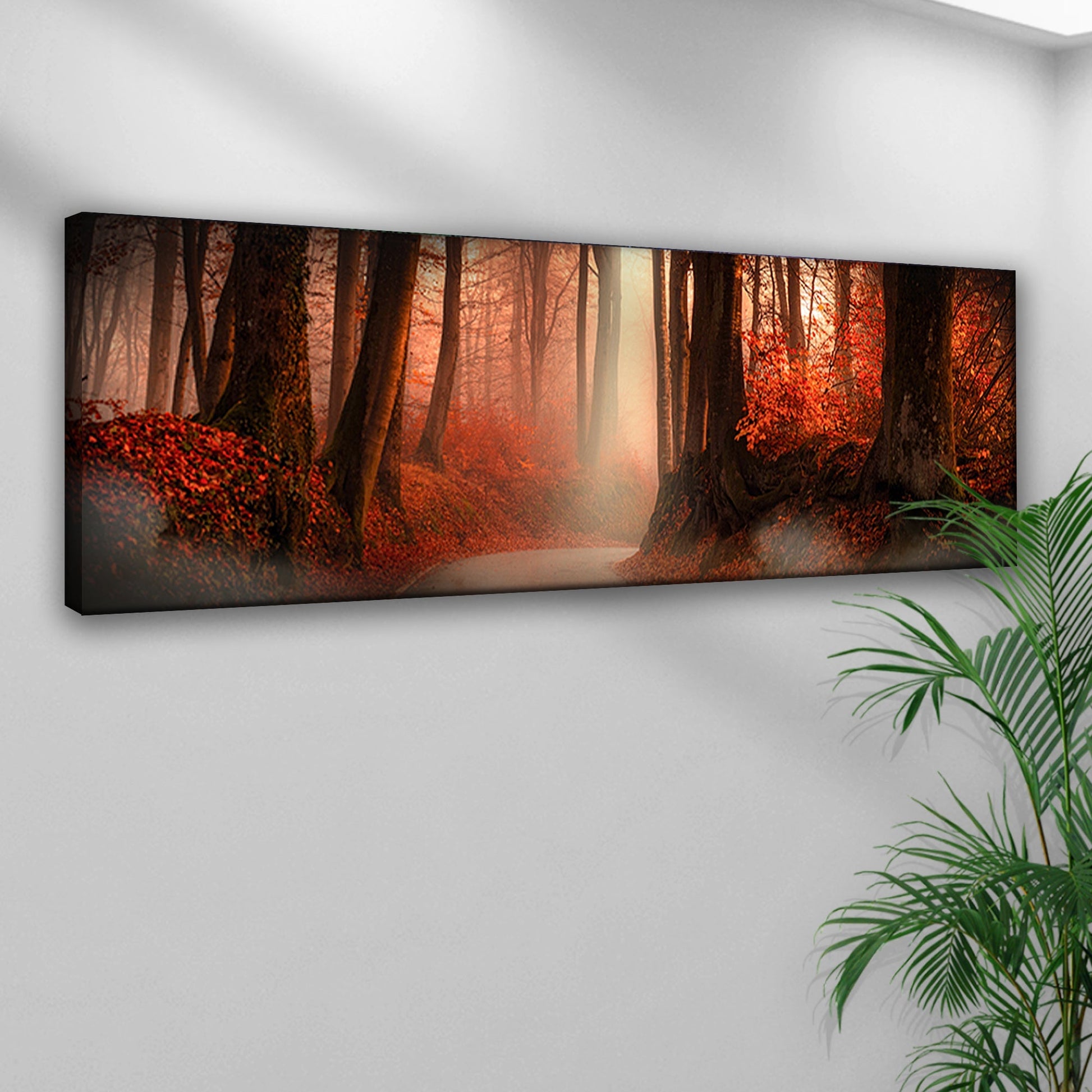 Foggy Forest In Autumn Canvas Wall Art