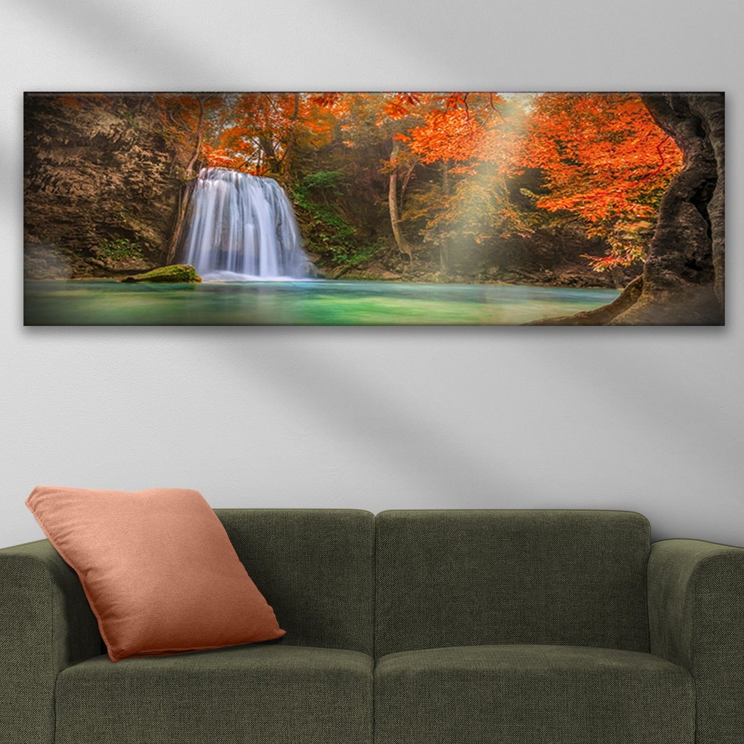 Erawan Waterfalls In Autumn Canvas Wall Art