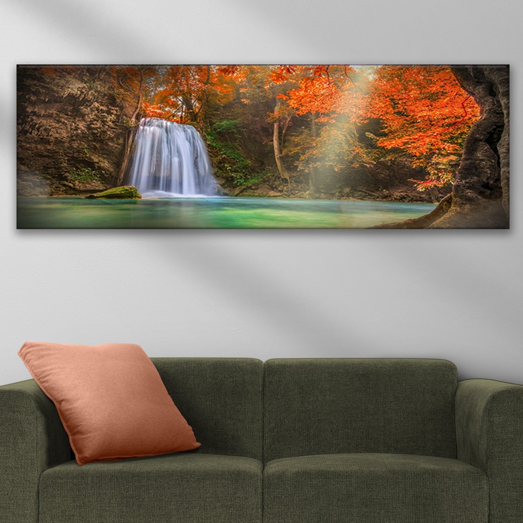 Erawan Waterfalls In Autumn Canvas Wall Art
