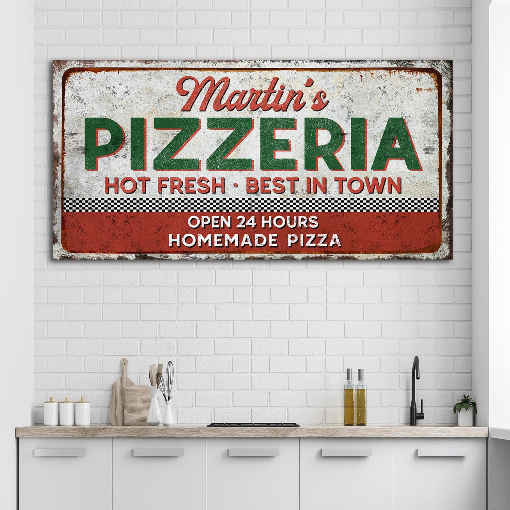 Hot Fresh Best In Town Pizzeria Sign