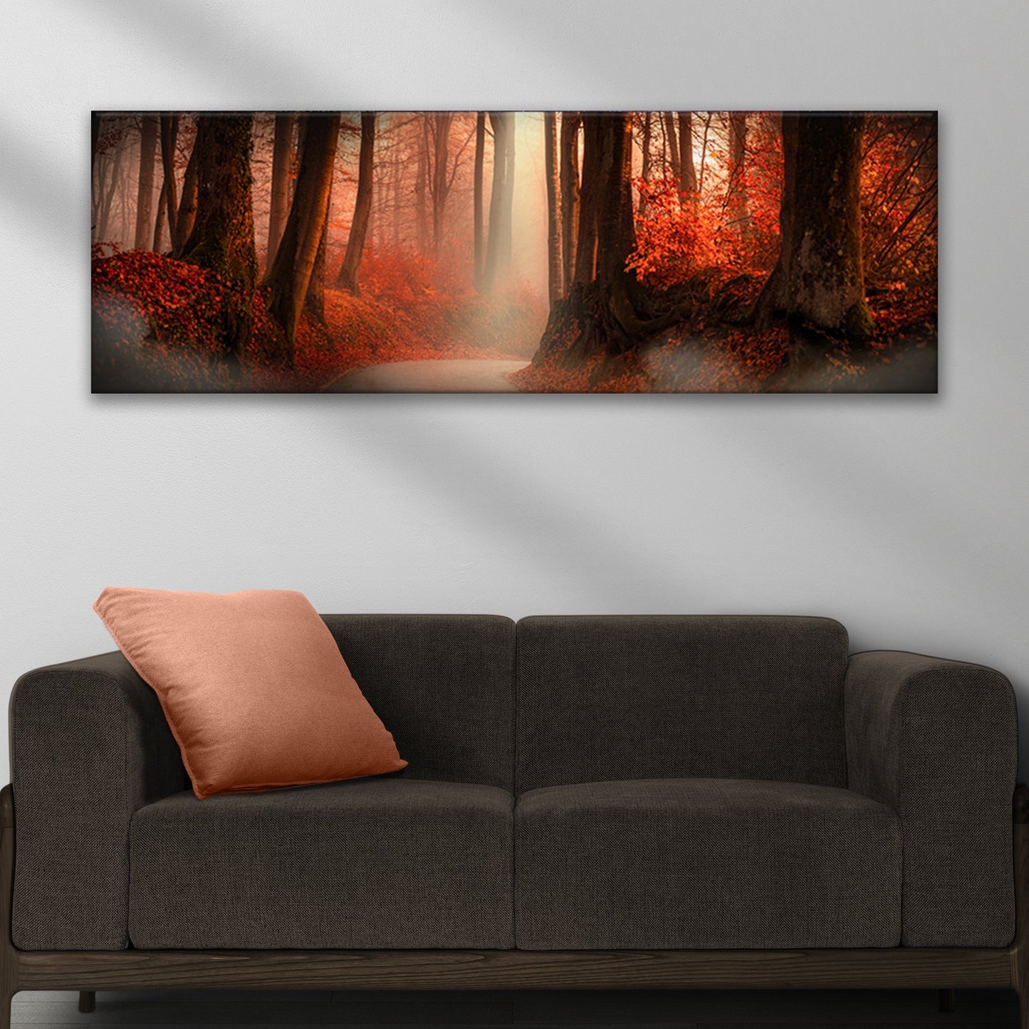 Foggy Forest In Autumn Canvas Wall Art