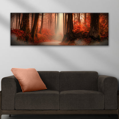 Foggy Forest In Autumn Canvas Wall Art