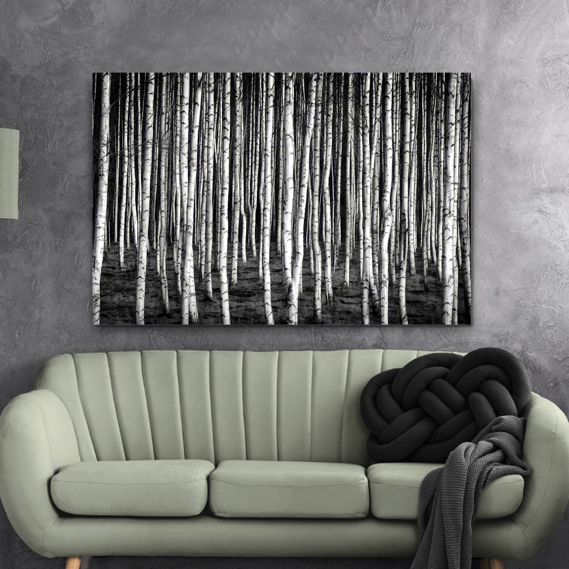 Monochrome Birch Trees Canvas Wall Art