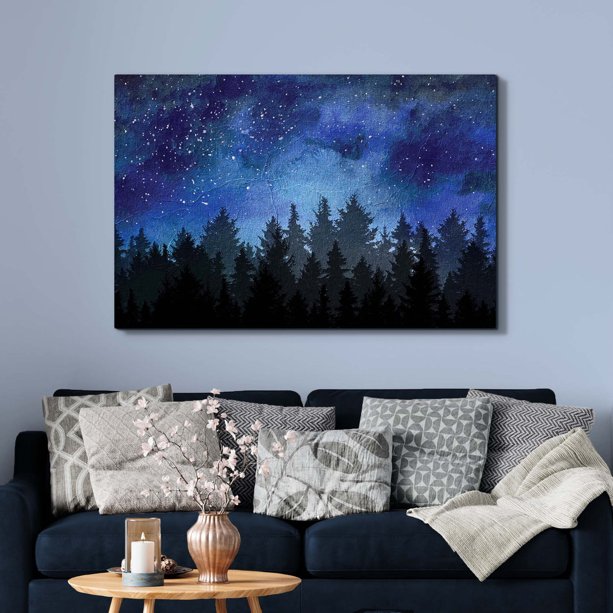 Galaxy Sky Forest Canvas Wall Art