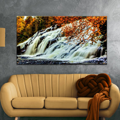 Waterfalls In Autumn Canvas Wall Art