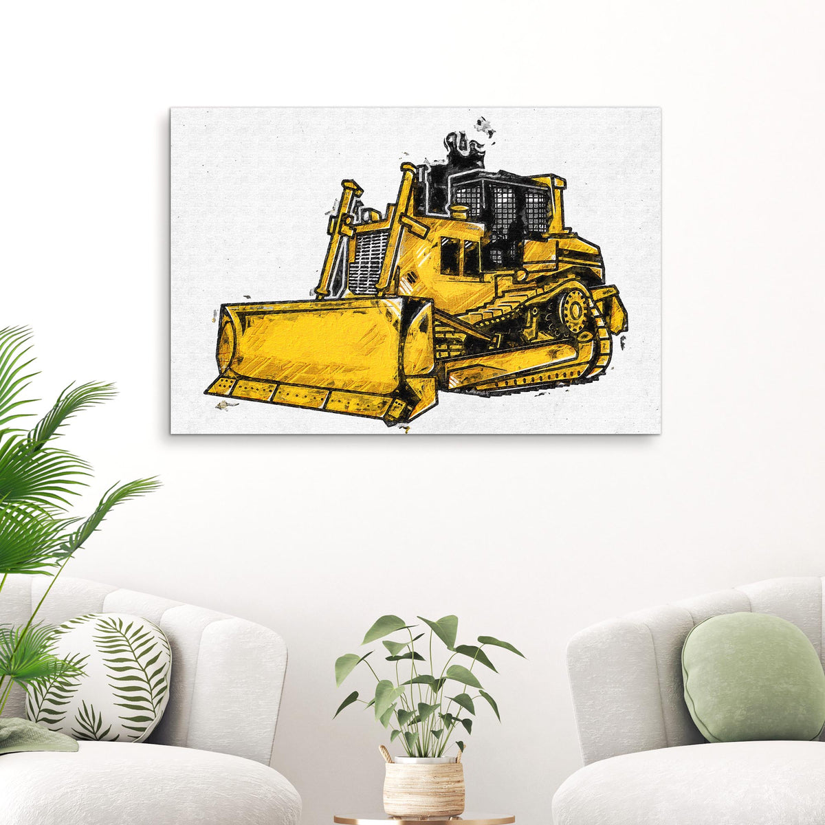 Construction Truck Bulldozer Canvas Wall Art
