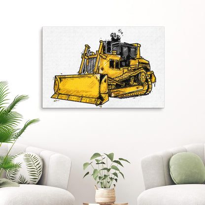 Construction Truck Bulldozer Canvas Wall Art