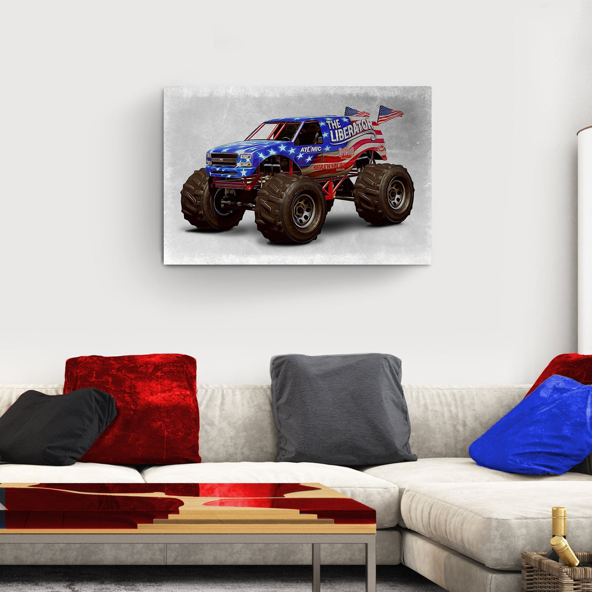 Monster Truck West Mountain Flag Canvas Wall Art
