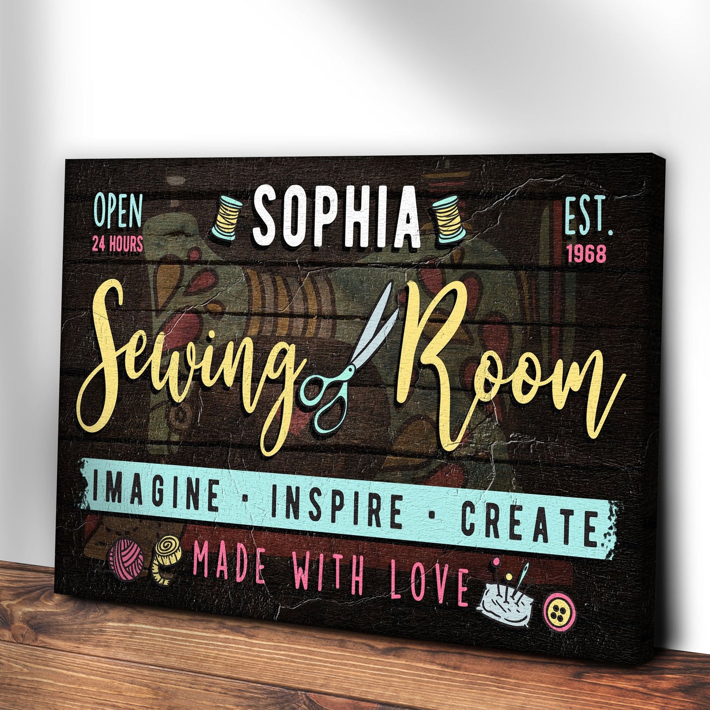 Imagine Inspire Create Sewing Room Sign