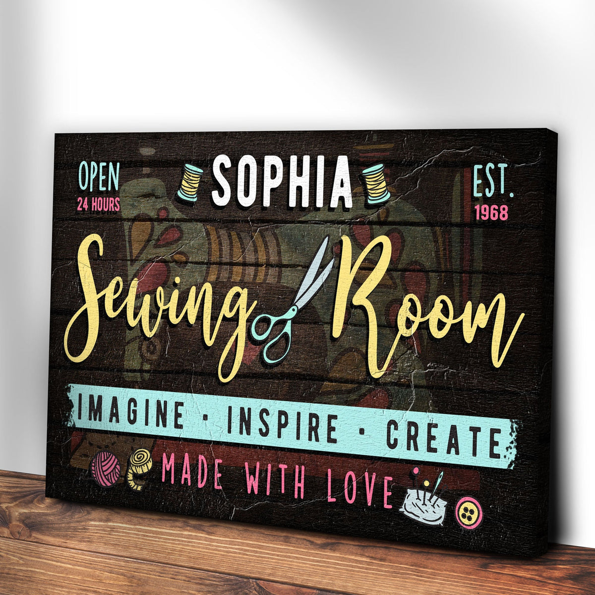 Imagine Inspire Create Sewing Room Sign