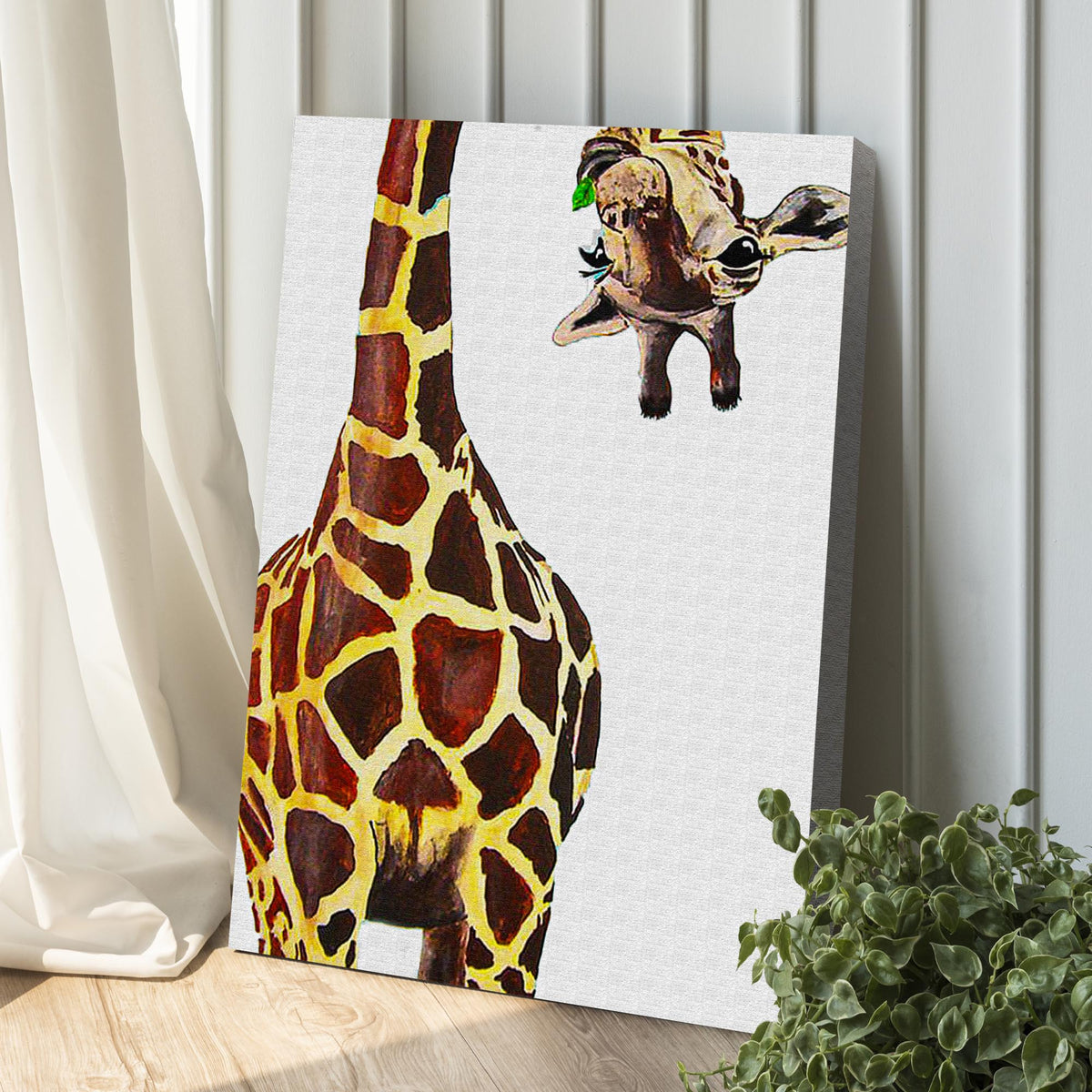 Cute Giraffe Portrait Canvas Wall Art