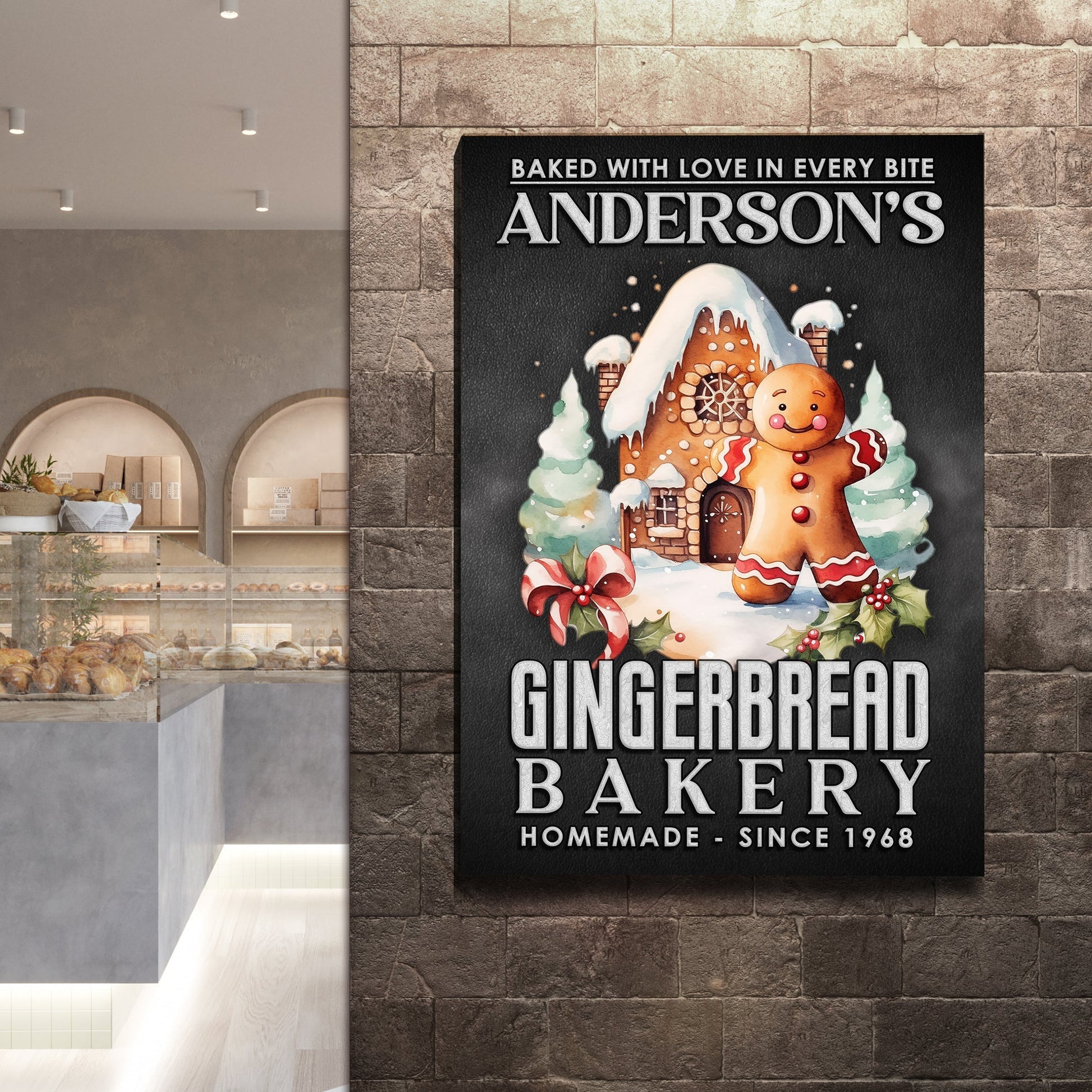Baked With Love In Every Bite Gingerbread Bakery Sign