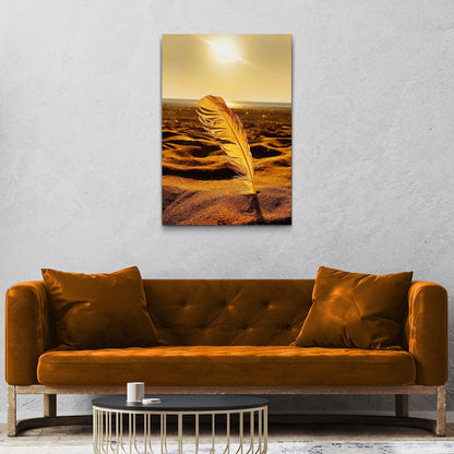 Decor Elements Feather Gold Canvas Wall Art