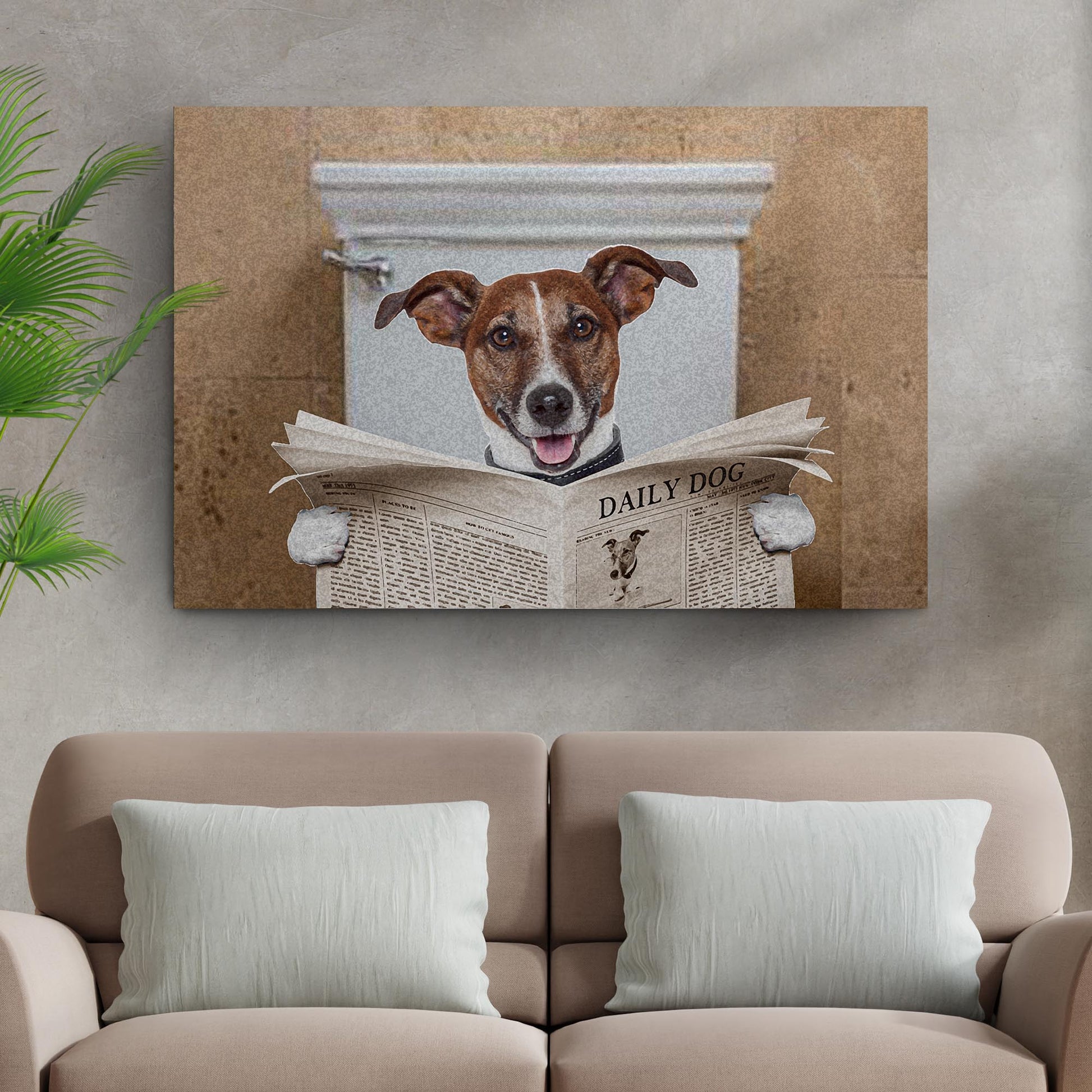 Dog Reading The Newspaper Canvas Wall Art II