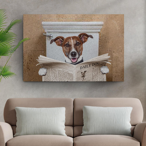 Dog Reading The Newspaper Canvas Wall Art II
