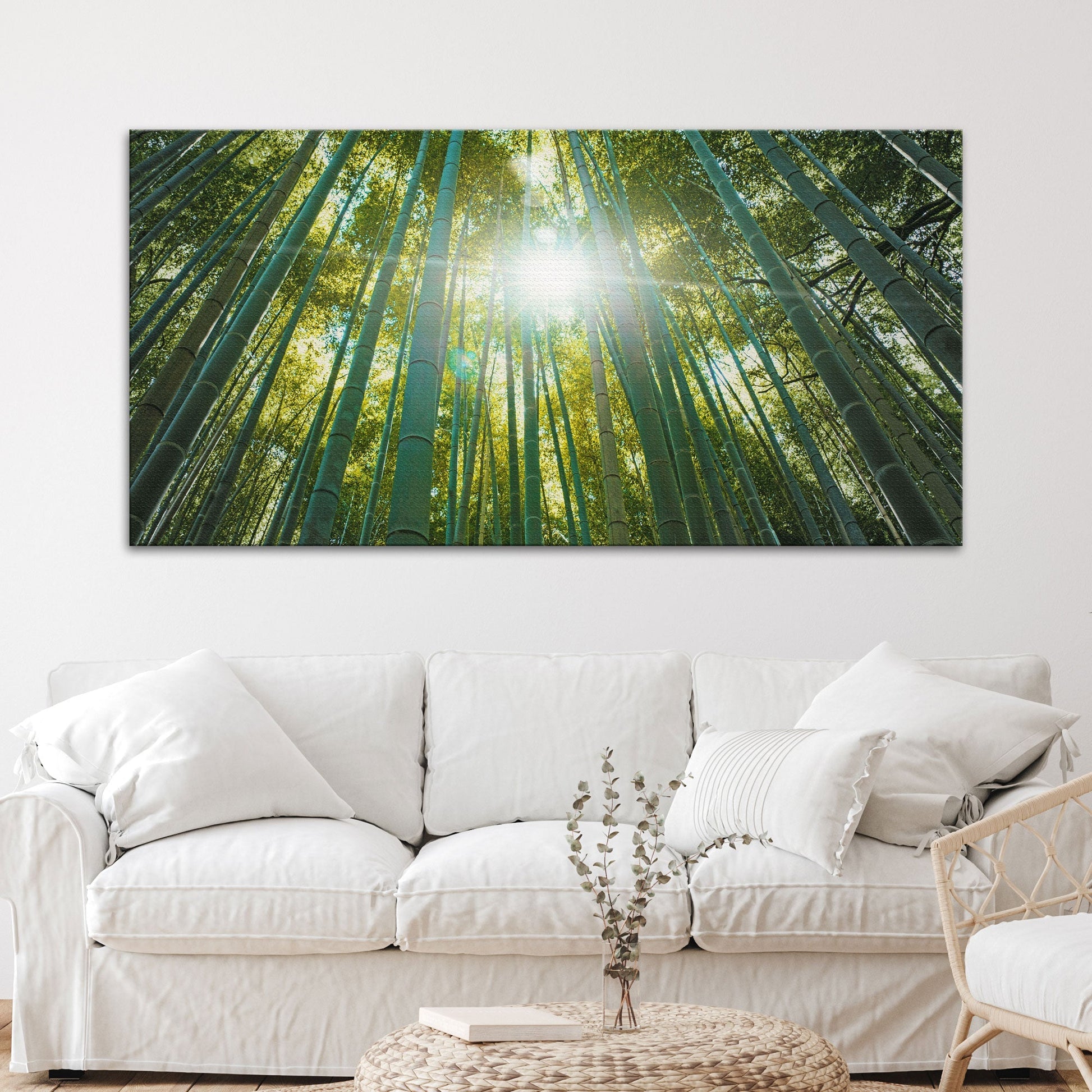 Looking Up Through A Bamboo Forest Canvas Wall Art
