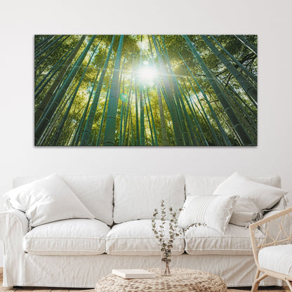 Looking Up Through A Bamboo Forest Canvas Wall Art