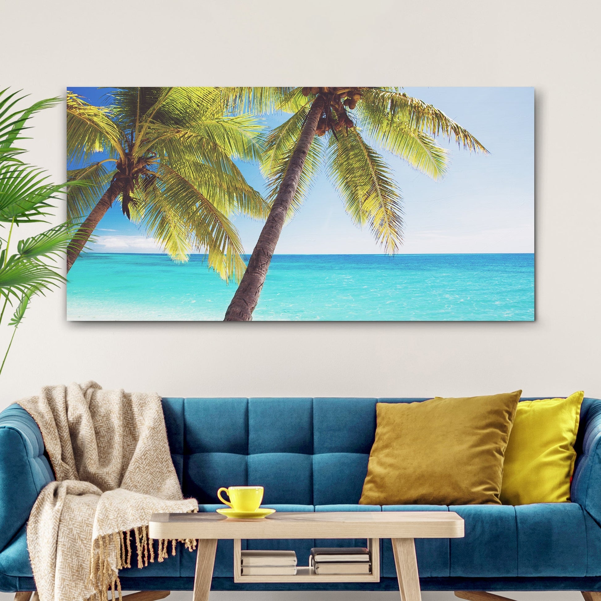 Coconut Trees By The Beach Canvas Wall Art